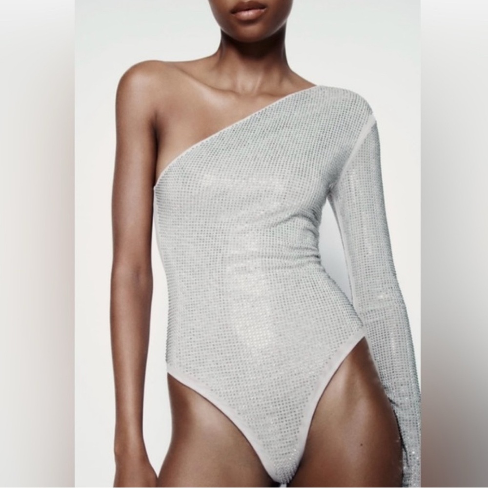 Silver One-Shoulder Top